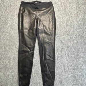Soma Smoothing Faux Leather Ponte Leggings Womens M Black Pull On